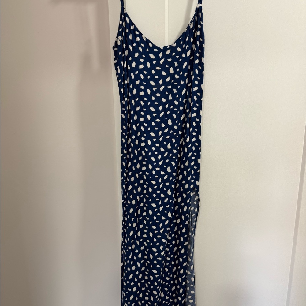 Reformation Navy and Cream Polka Dot Crimini Dress size 8